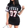 Spring Summer Women's Hip Hop 07 Letter Printed Short Sleeve Dresses