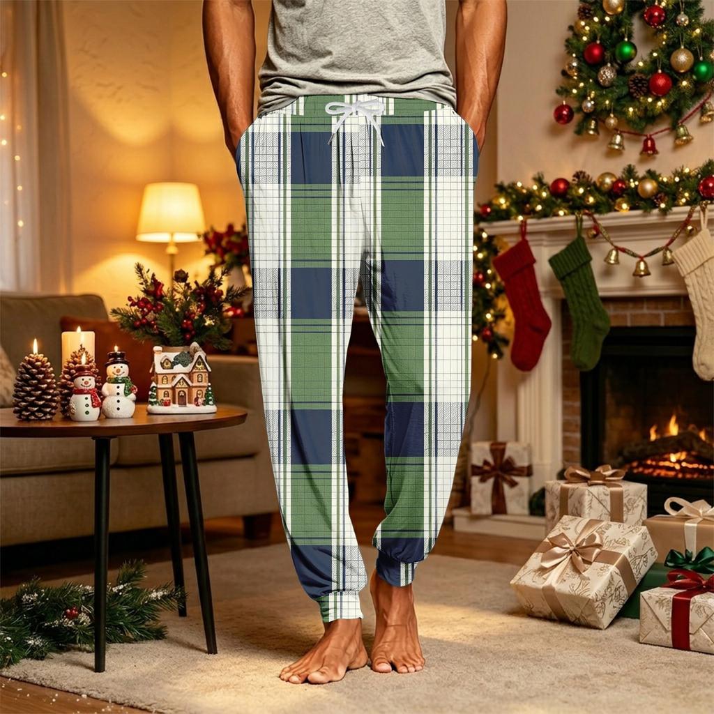 Men's Pajama Pants with Pockets Tapered Pants Christmas Print