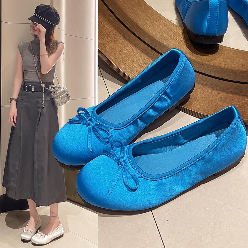 Casual Woman Shoe Shallow Mouth Modis Female Footwear Bow-Knot Round Toe Comfortable New 2024 Dress Butterfly Summer