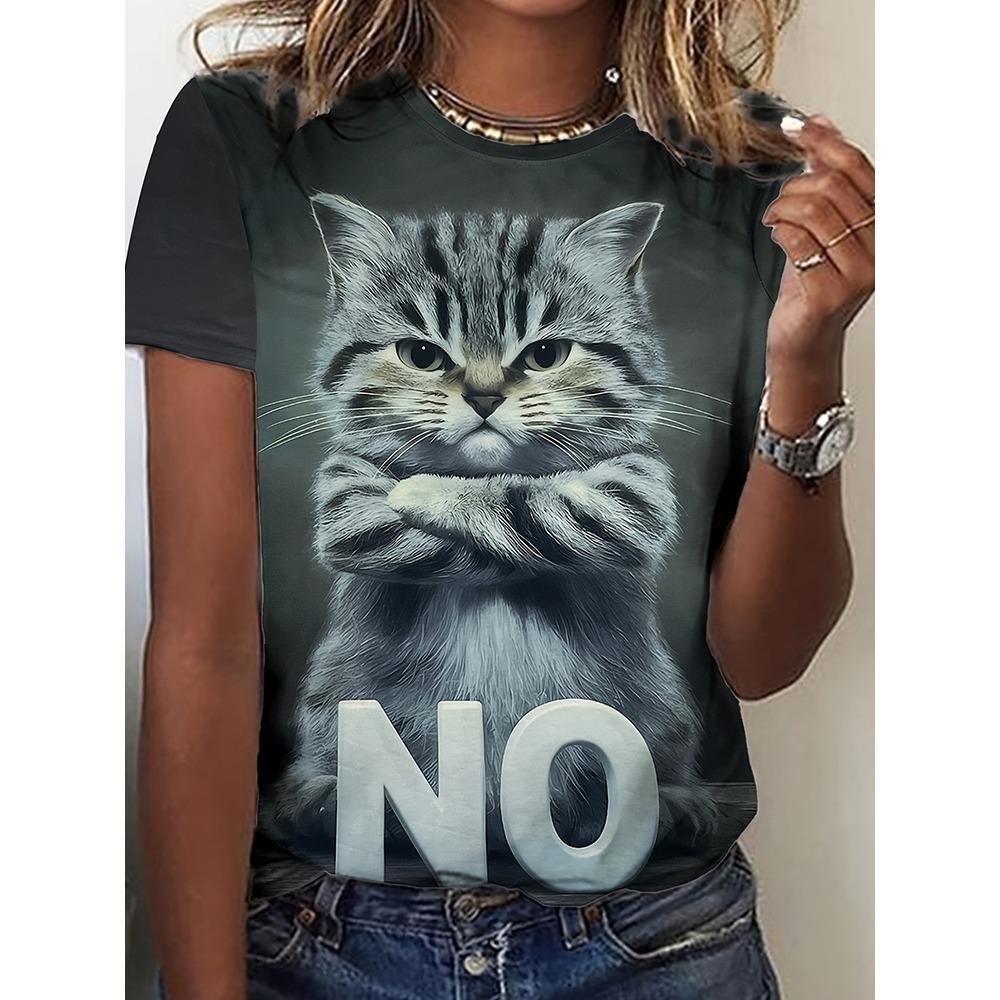 2025 New 3D Tiger Print Loose Summer Casual Women's Fashion Outdoor Street Short-sleeved Top