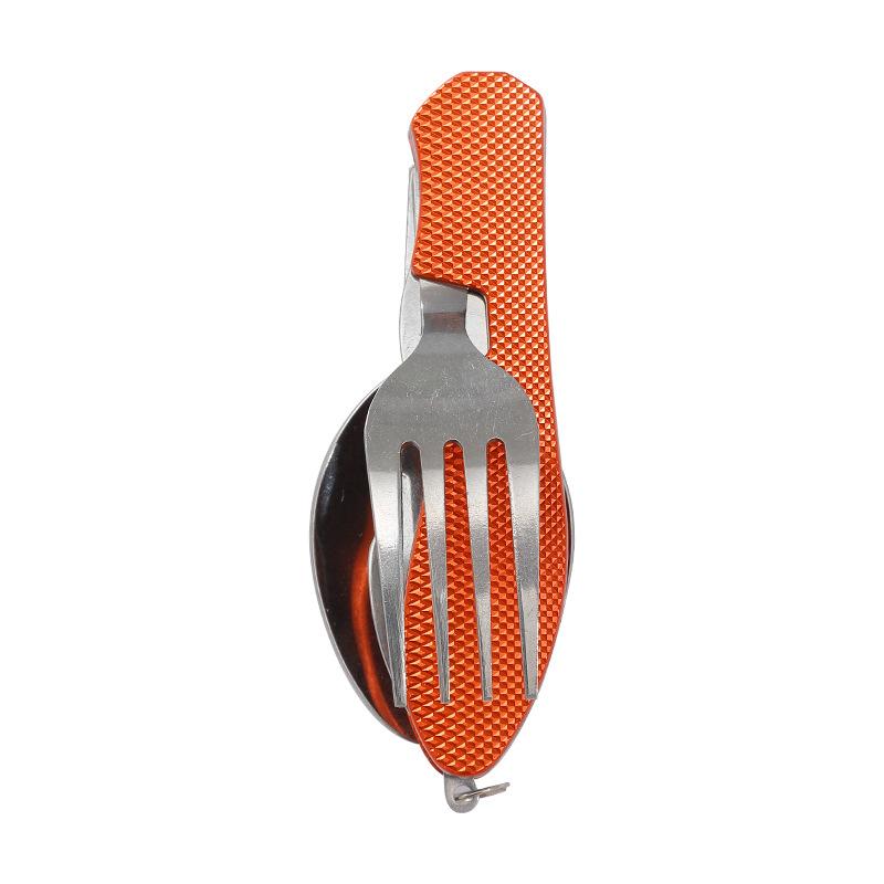 1Pc Portable Utensil Set Multifunction 4 in 1 Outdoor Tableware Camping Stainless Steel Folding Pocket Kits