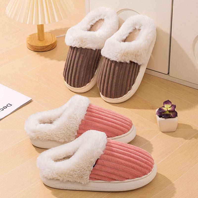 Cotton shoes women's new winter velvet thickened one-pedal home cotton shoes casual versatile warm cotton slippers