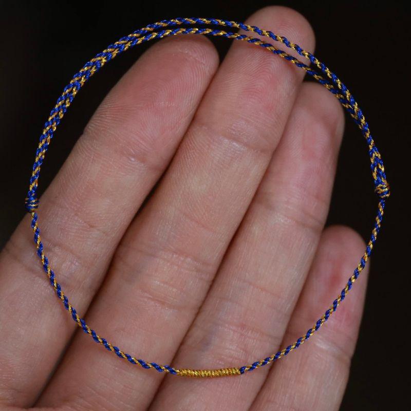 

Двухцветный ультратонкий 0,5 мм плетеный вручную DIY четырехпрядный браслет-шнурок с узлом дордже, год рождения для женщин Sapphire Blue Gold adjustment