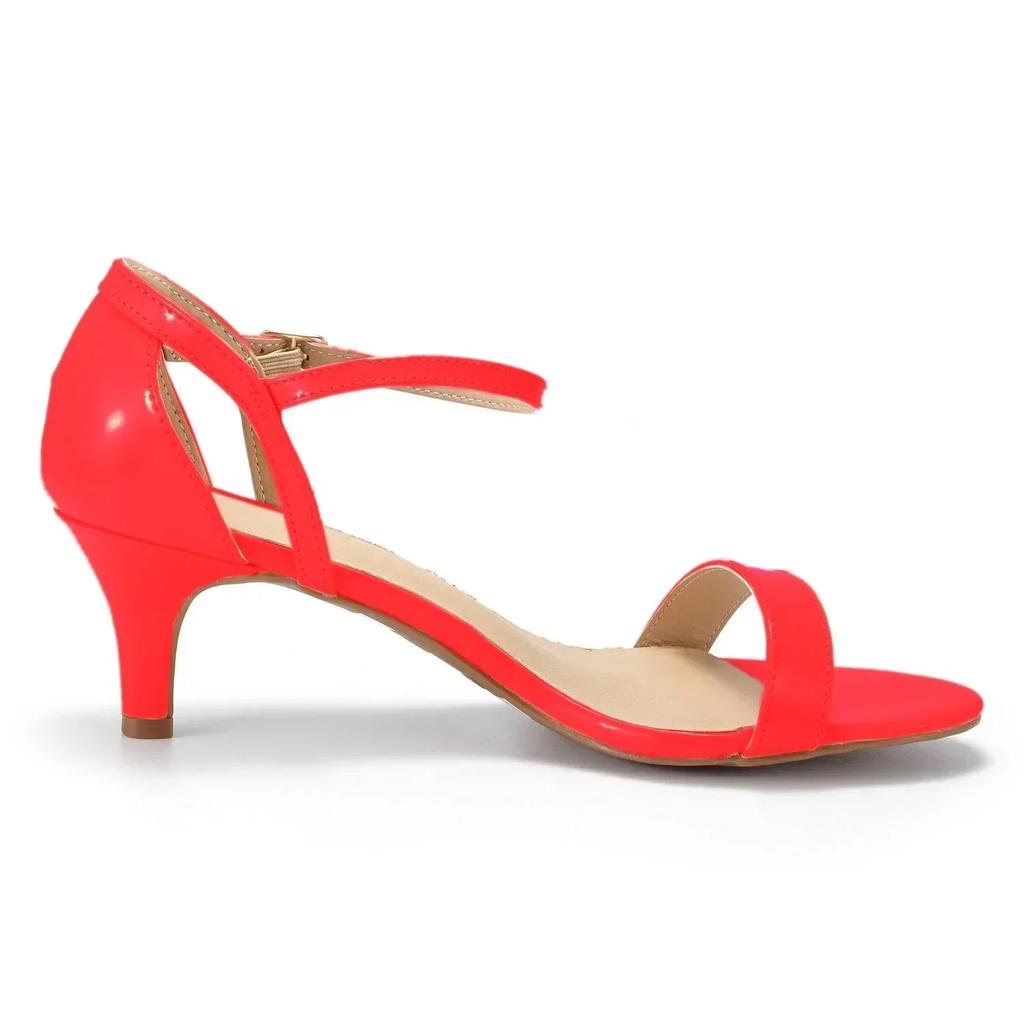 Women Patent Leather Sandals  Summer Multi Color 5cm Low High Heels Sexy Pumps Ankle Strap Sandal Ladies Party Wedding Shoes