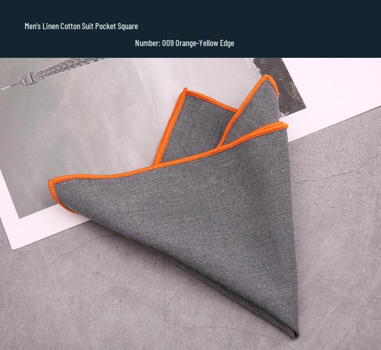 British Men's Formal White Linen-Cotton Pocket Square Handkerchief - Gray Check Design.