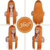 MISSQUEEN Synthetische orange lange gerade Perücke mit Pony, Cosplay-Kunsthaar-Perücken für Frauen, hitzebeständige Faserhaar-Perücken