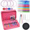 Colorful Detachable Carbonized Bamboo Circular Knitting Needle Set with Interchangeable Extended PU Cable