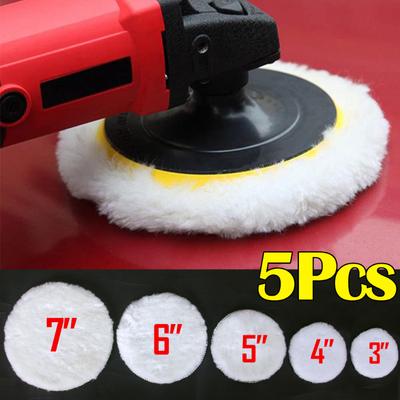 1/5Pcs Car Wool Polish Pads Disc Car Waxing Polishing Buffing Cars Paint Care Polisher Pads Auto Washing Cleaning Accessories