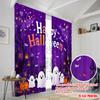 2pcs,2D Plane Printing Popular Curtain Panels Ghosts_ Pumpkins_ and Bats Polyester Easy Install (without Rod) Home Decor Perfect