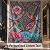 Colorful Mandala Patterns 2 Theme Wall Tapestry Customized With Name Text Personalized Hanging Tapestry For Bedroom Living Room Decor
