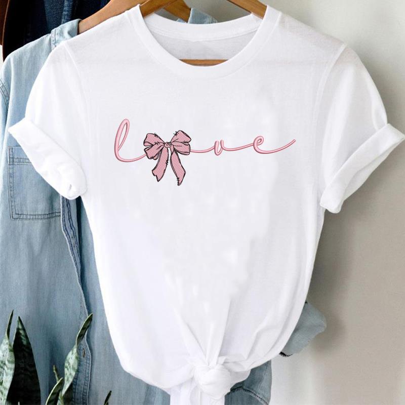 

(Asian Size) Women Printed Tee Fashion Lady love cute 90s Clothing Casual T Shirt Female Top Graphic Short Sleeve T-shirts S