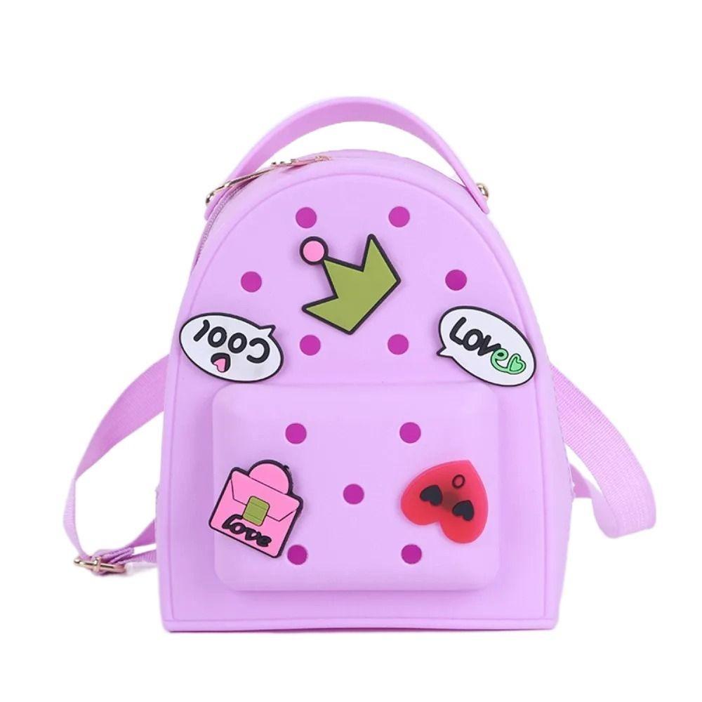 Adjustable Straps Kids Schoolbags Zippered Kindergarten Knapsack Fashion Silicone Backpack  Ladies