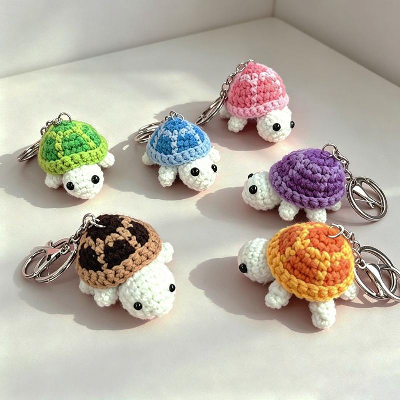 Adorable Turtle Keychain, Handmade Crocheted Miniature Turtle Plush Toy Hanging Bag Charm Ornament
