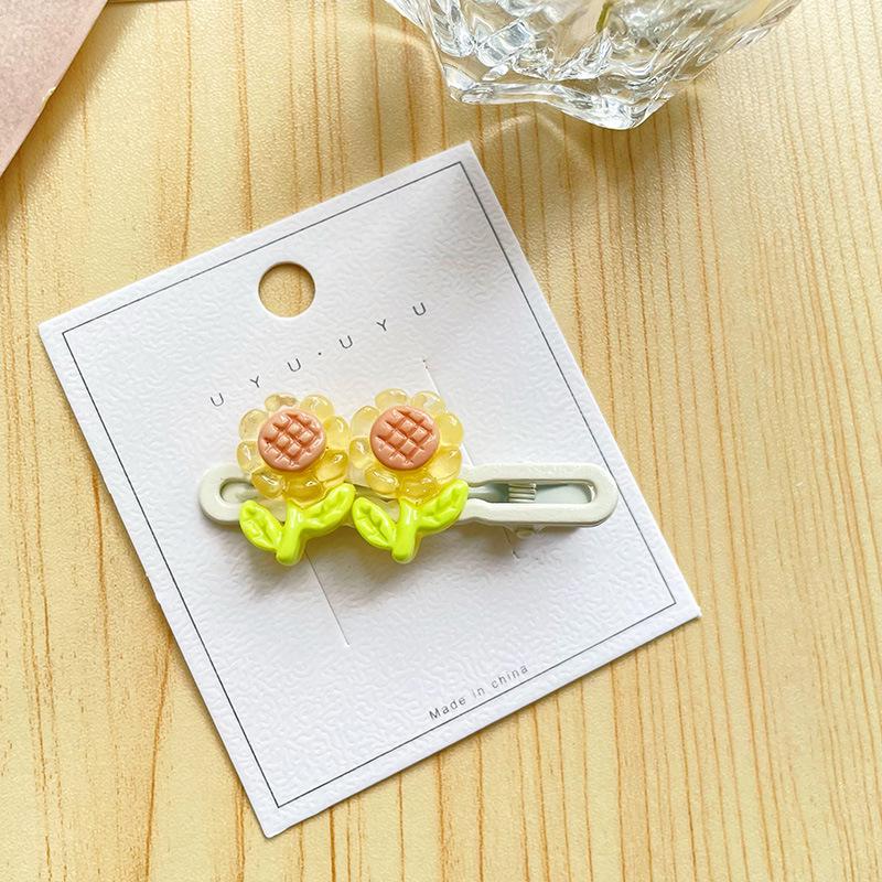 Fresh Flower Sweet Side Duckbill Clip Girl Style Cute Bangs Clip Versatile Girl's Fine Hair Small Clip Wholesale
