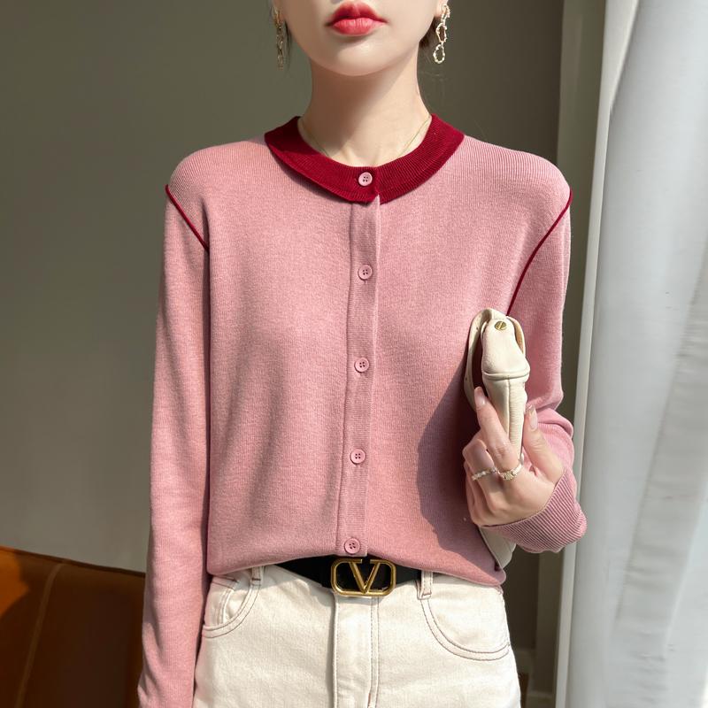 Damski kardigan z wełny czesankowej i jedwabiu morwowego, kaszmir Qinghe, 50% wełny, 50% jedwabiu morwowego, zimowy sweter dzianinowy, jesienny sweter kaszmirowy