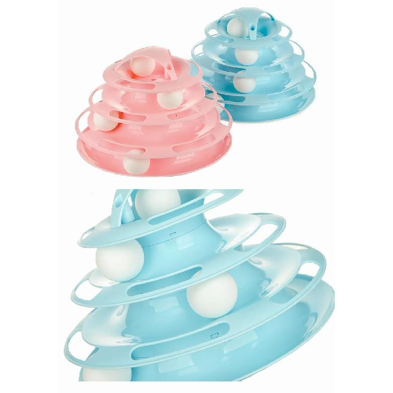 4 Levels Cat Disc Toys Training Amusement Plate Interactive Tower Tracks Cat Intelligence Curious Ball Quadruple Disc Tumble