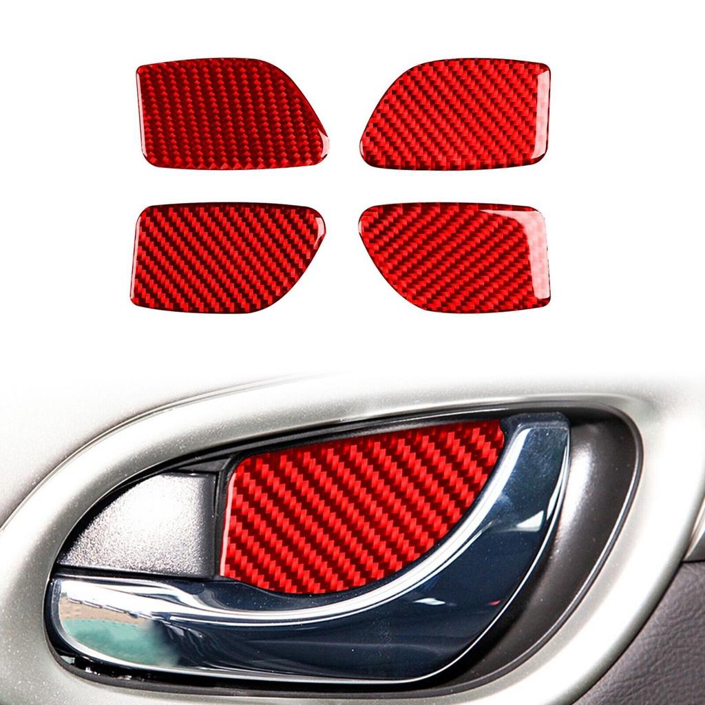 4Pcs Red Carbon Fiber Interior Door Handle Bowl Cover For Nissan Sentra 2016-21