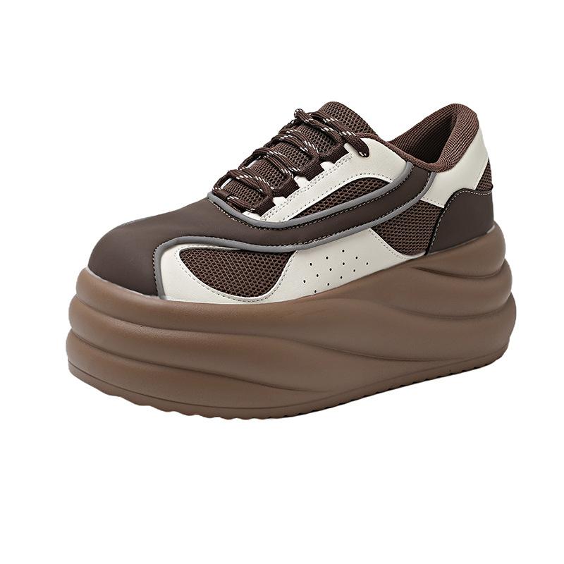 Leather platform white shoes women's 2025 summer new versatile height increase lightweight breathable board shoes casual sports shoes