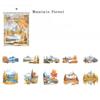 20 Stück Dekoration Retro-Landschaft Hintergrund Berg Hintergrund Scrapbooking PET-Aufkleber Reise Schreibwaren Aufkleber