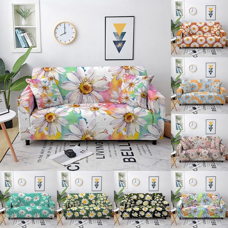 Elastic Sofa Cover For Living Room Sunflower Print Seater Flower Printed Couch Cover Sectional Sofa Protector Home Decor