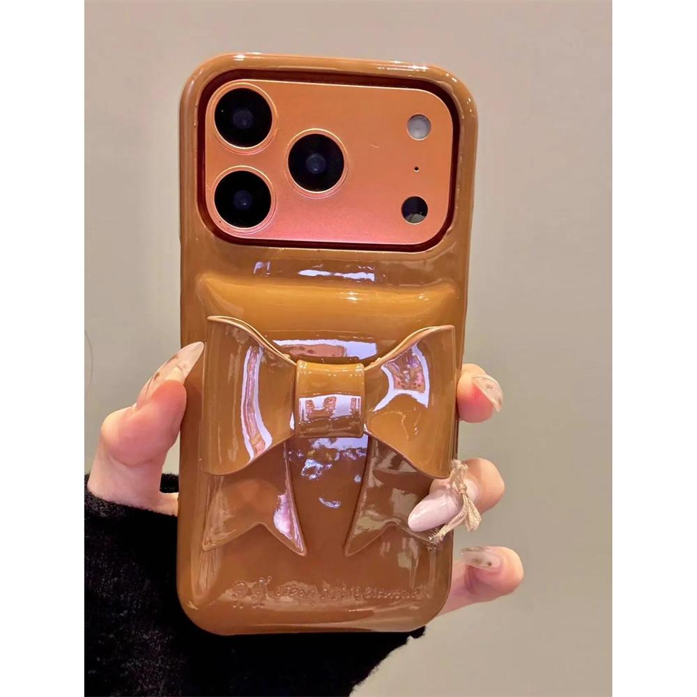 For iPhone 17 Pro Max INS Creative Glossy Soap Bow Phone Case For iPhone 16 15 13 14 12 Pro Max Candy Color Shockproof Cover