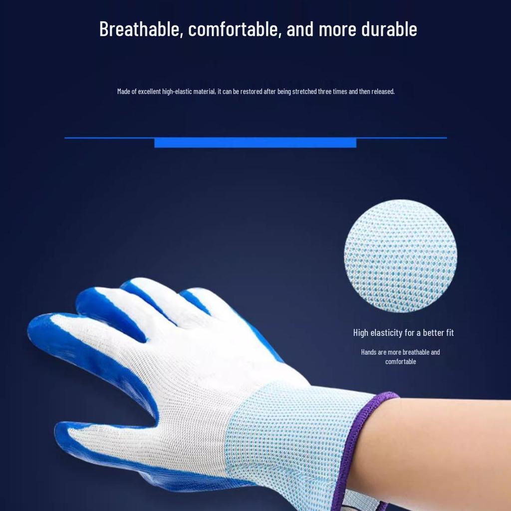 Durable Non-Slip Nitrile Rubber Latex Work Gloves - Industrial & Construction Site Protection