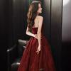 Tube Top Toast 1011 New Bride Wedding Engagement Burgundy Toast Banquet Annual Meeting Temperament Evening Dress