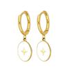 925 Silver Needle Square Pendant Hoop Earrings Vintage Gold Earrings For Women Shell Pendant Earring Fashion Jewelry Accessories