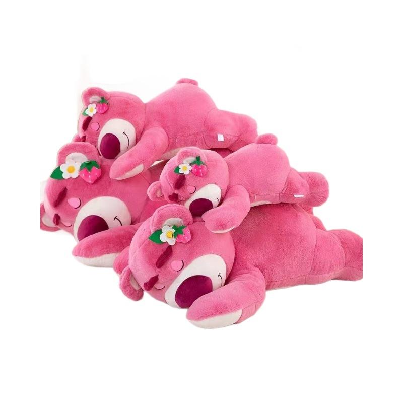 New Style Lying-Down Strawberry Hugging Bear Plush Toy Doll Stuffed Animal Super Soft Velboa PP Cotton Unisex Valentine's Day