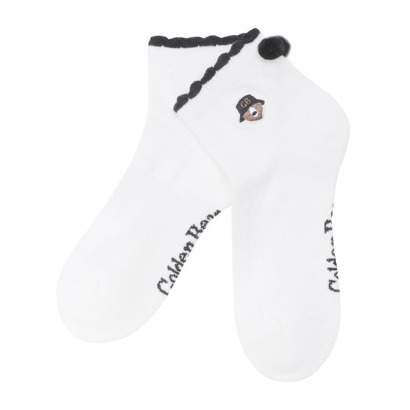

GOLDEN BEAR (WOMEN) Shirring Pompom Socks_G6LAX25122BKX Black