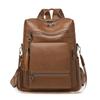 Women's Backpack Large Capacity PU Retro Backpack Color Contrast Shoulder Bag