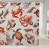 Lobster Shower Curtain Nautical Bathroom Shower Curtain Sets Retro Cartoon Ocean Stripes Marine Life Sea Wild Animals Fabric