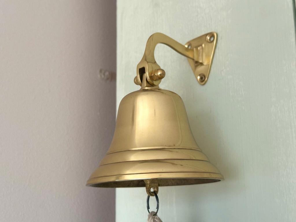 Vintage Solid Brass Ship Bell 4 Inch, Nautical Wall Hanging Decor, Marine Maritime Bell, Antique Coastal Home Accent, Rustic Boat Bell Gift