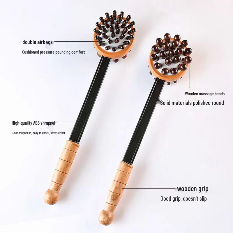 

Solid Wood Airbag Shoulder & Neck Massager: Hammer Tapping Stick for Legs, Back, Meridians with Beads