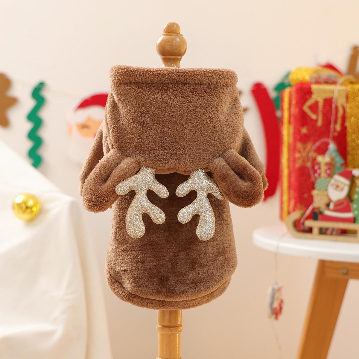 Pet circle dog cat Christmas costume gold antler Christmas flannel transformation costume XS