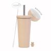 710ml Vacuum Insulated Stainless Steel Tumbler With Ceramic Coating Inner Straw Lid Hot Cold Drinks
