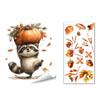 Decorative Window Film for Autumn Decor Static Sticker with Cute Animals & Maple Leaves, Removable Harvest Durable Clings Store Fronts