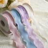 2.5/4cm Gift Packing Ribbon Ruffle Wavy Edges Textured Overlock Soft Pure Color Bouquet Wrapping Ribbon Valentine's Day Supplies