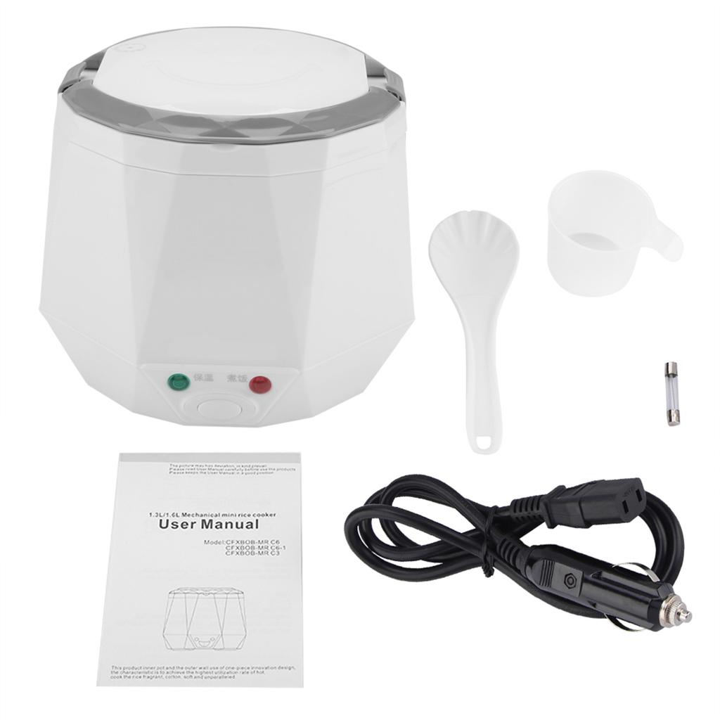 24V 140W 1.6 L Electric Portable Multifunctional Rice Cooker Food Steamer for Truck (White)