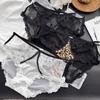 Ladies Summer Sexy Leopard Lace Satin Mesh Triangle Panties