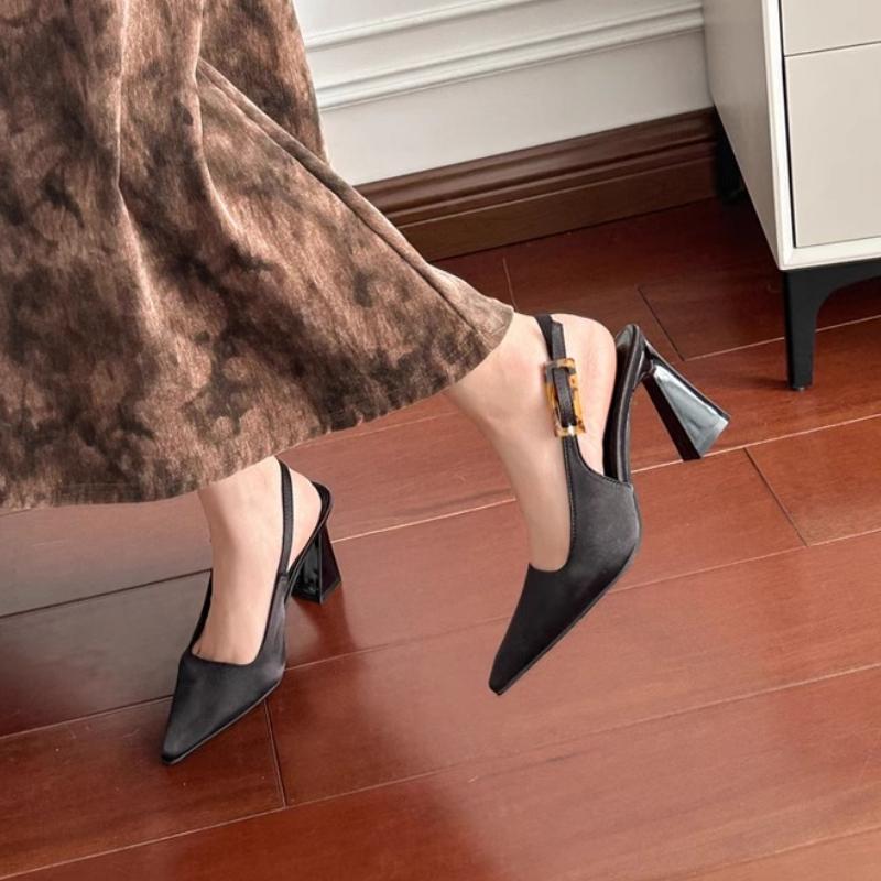 Fashion High Heels Women's Sandals Pointed Toe Shallow Elegant Shoes 2025 Fashion Designer Dress Summer