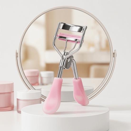 Women Eyelash Curler with Rubber Handle Natural Long Lasting Professional Lashes Curling Tools Volumizing Precise Control Eye Lash