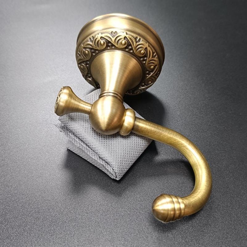 Decorative Brass Towel Hook With Smooth Brushed Finish Elegant Retro Styles Bathroom Accessory Towel Rack