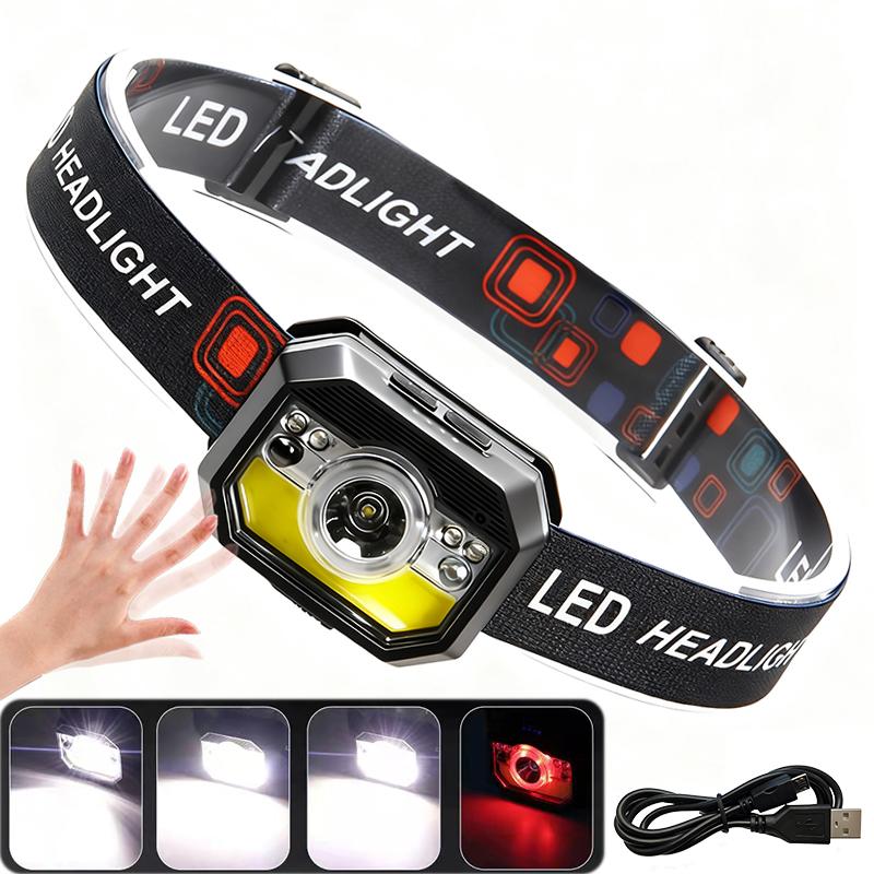 

Налобный фонарь перезаряжаемый 1200 люмен супер яркий светодиодный фонарик с датчиком движения для кемпинга водонепроницаемый бег рыбалка велоспорт