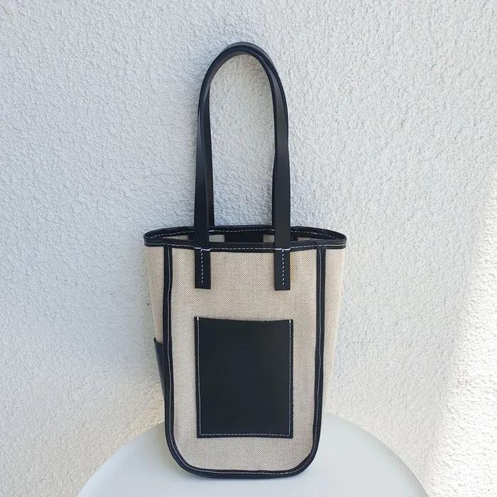Daily Tote Bag S (Leather & Canvas) / Black