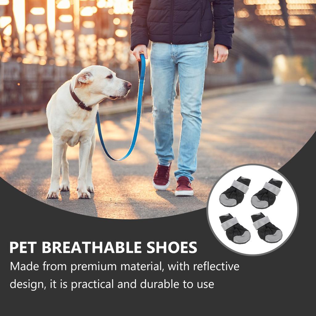 4pcs Dog Shoes Pet Breathable Anti-skid Outdoor Footwear Reflective Puppy Small Size Soft Bottom Lightweight Durable
