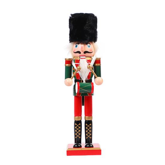 Wooden Nutcracker Decor 30cm Hand-Painted Soldier with Moving Jaw Christmas Mantel & Tree Decoration