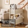 2-Tier Rolling Cart Mobile 2 Tier Sturdy for Kitchen, Teachers