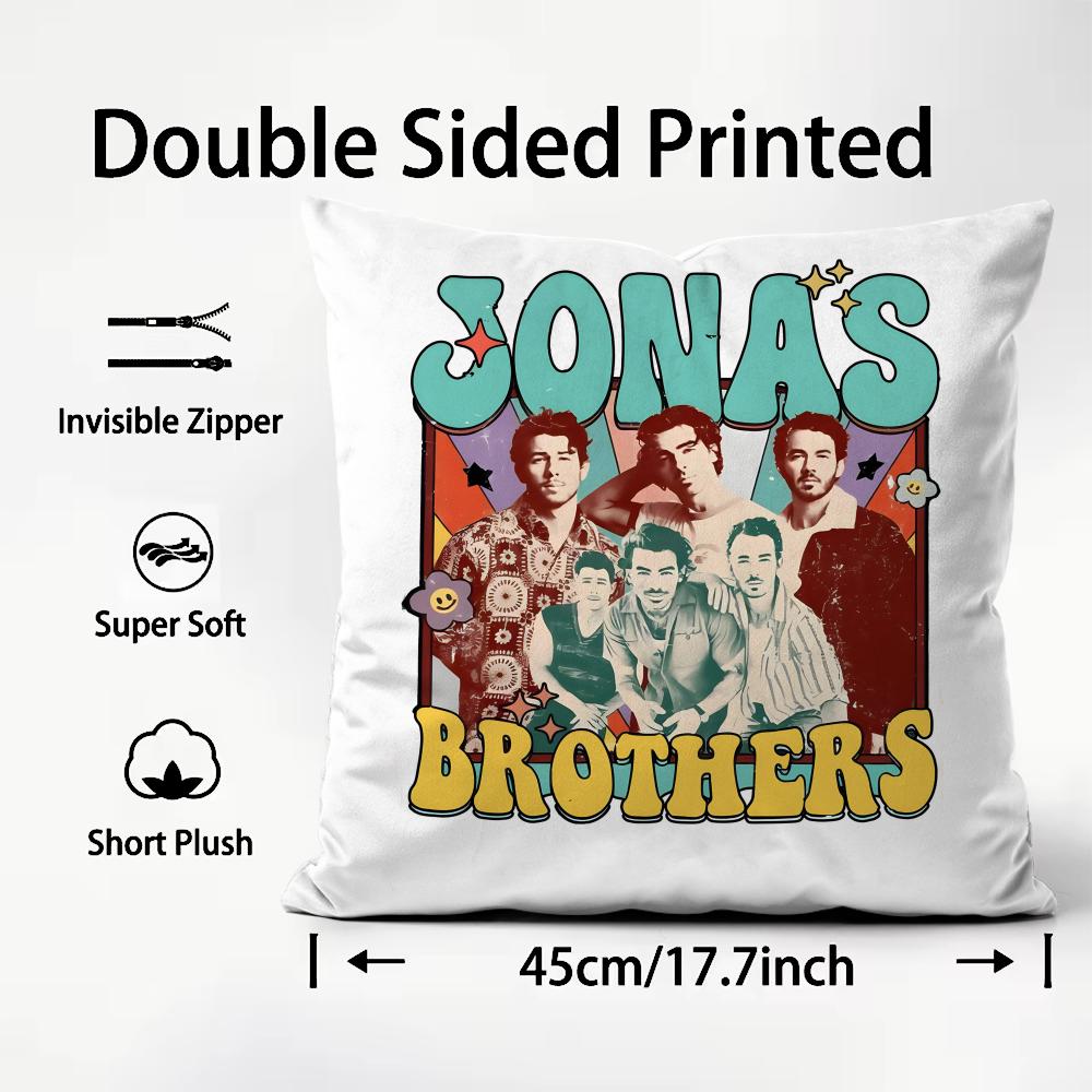 

JJonas BrothersS Band Cushion Cover Plush Fabric Soft DoubleSided Printed Sofa Warm Winter Home Child Gift Pillow Case 30x30cm