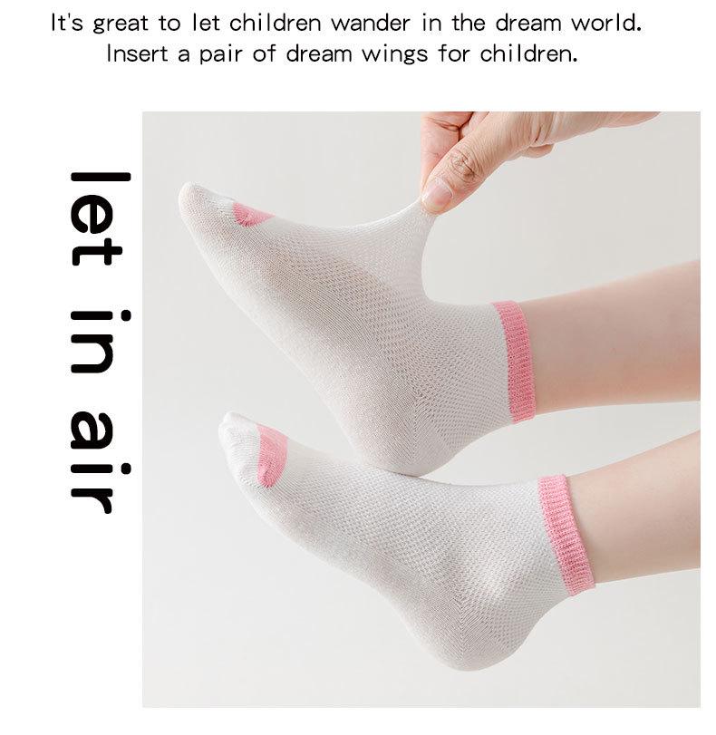 Girls' Summer Mesh Socks - Lightweight and Breathable Short Boat Socks for Spring and Summer